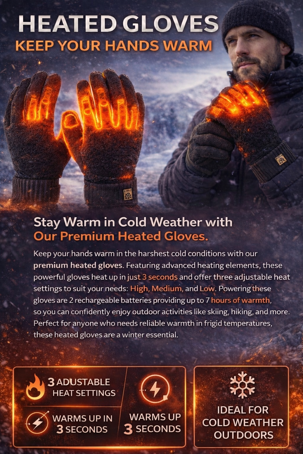 Gants Polaires Thermiques Noir – Ultra Chauds & Confort Hiver | Safe Winter